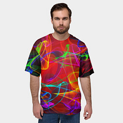 Футболка оверсайз мужская Неоновые волны дыма, цвет: 3D-принт — фото 2