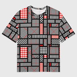 Футболка оверсайз мужская Узор в клетку, цвет: 3D-принт