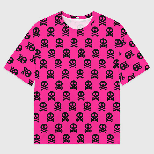 Мужская футболка оверсайз Эмо череп паттерн - кислотный неон / 3D-принт – фото 1