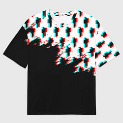 Мужская футболка оверсайз Billie Eilish pattern glitch