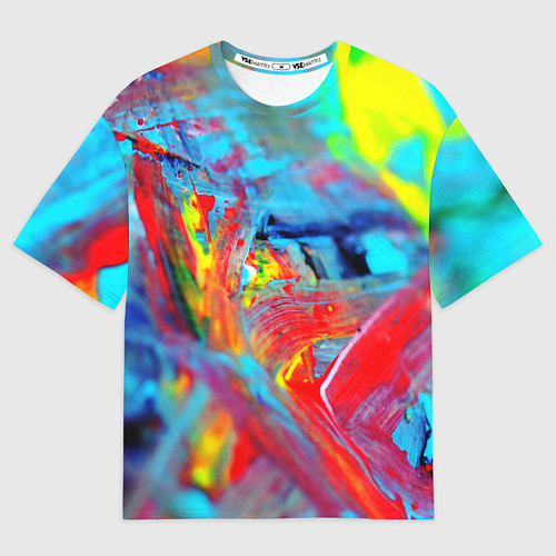 Мужская футболка оверсайз Абстрактные краски неон / 3D-принт – фото 1