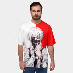 Футболка оверсайз мужская Кен Канеки - иероглифы Токийский гуль, цвет: 3D-принт — фото 2