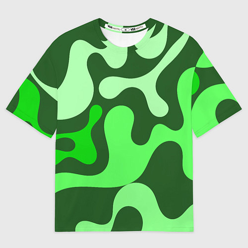 Мужская футболка оверсайз Камуфляж зеленый крупный / 3D-принт – фото 1