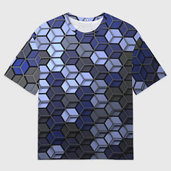 Футболка оверсайз мужская Серо синие соты, цвет: 3D-принт