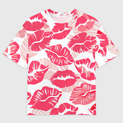 Футболка оверсайз мужская Романтический отпечаток помады игривый макияж, цвет: 3D-принт