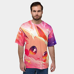 Футболка оверсайз мужская Покемон Пикачу крупно, цвет: 3D-принт — фото 2