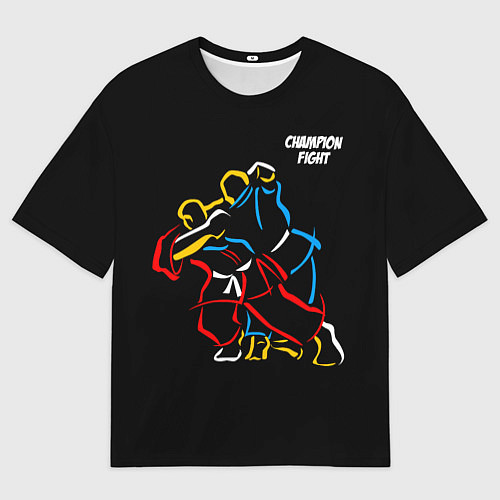 Мужская футболка оверсайз Champion fight / 3D-принт – фото 1
