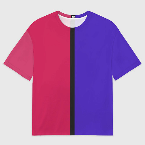 Мужская футболка оверсайз Полосы фуксия, фиолетовый и черный / 3D-принт – фото 1
