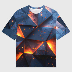 Футболка оверсайз мужская Геометрический рендер с эффектом свечения, цвет: 3D-принт