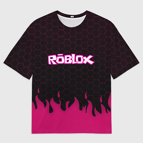 Мужская футболка оверсайз Roblox fire pink / 3D-принт – фото 1