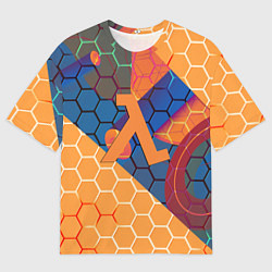 Мужская футболка оверсайз Half life hexagon steel