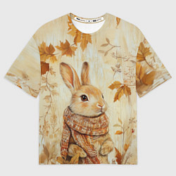 Мужская футболка оверсайз Зайчик в шарфе