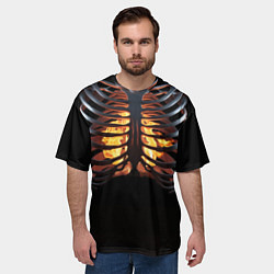 Футболка оверсайз мужская Огонь в груди скелета - костюм на хэллоуин, цвет: 3D-принт — фото 2