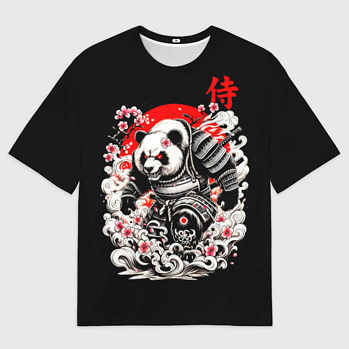 Мужская футболка оверсайз Панда - самурай / 3D-принт – фото 1