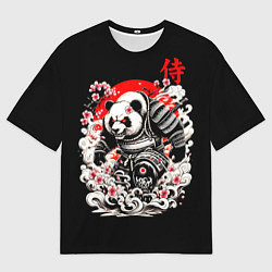 Мужская футболка оверсайз Панда - самурай