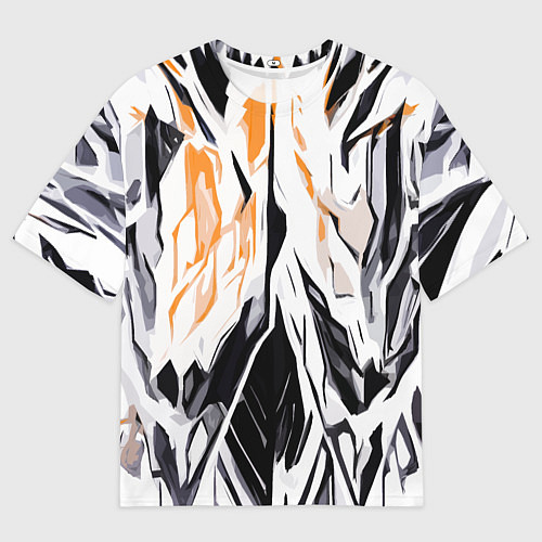 Мужская футболка оверсайз Чёрно-жёлтая абстракция на белом фоне / 3D-принт – фото 1