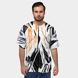 Футболка оверсайз мужская Чёрно-жёлтая абстракция на белом фоне, цвет: 3D-принт — фото 2