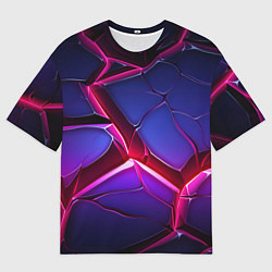 Футболка оверсайз мужская Темные синие плиты и фиолетовый свет, цвет: 3D-принт