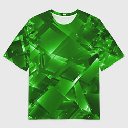 Футболка оверсайз мужская Прозрачная изумрудная геометрия, цвет: 3D-принт