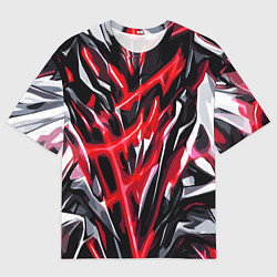 Футболка оверсайз мужская Красная энергетическая абстракция, цвет: 3D-принт
