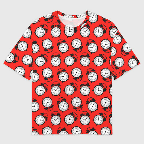 Мужская футболка оверсайз Будильник паттерн / 3D-принт – фото 1