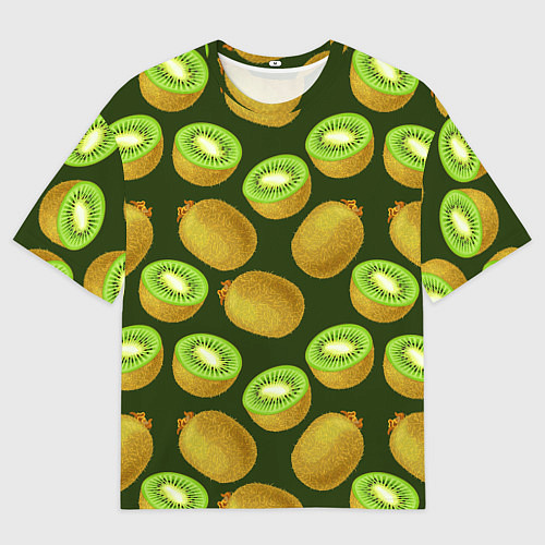 Мужская футболка оверсайз Киви цветной паттерн / 3D-принт – фото 1