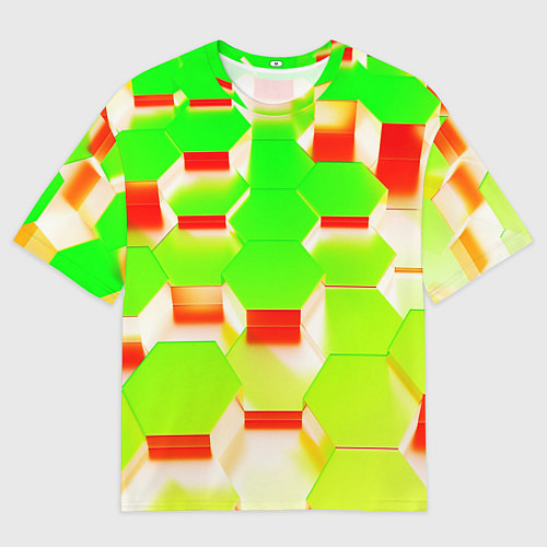 Мужская футболка оверсайз Кислотные соты / 3D-принт – фото 1