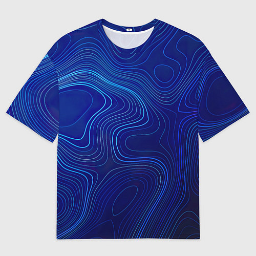 Мужская футболка оверсайз Синяя топография / 3D-принт – фото 1