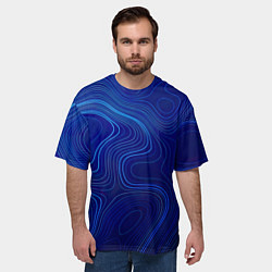 Футболка оверсайз мужская Синяя топография, цвет: 3D-принт — фото 2