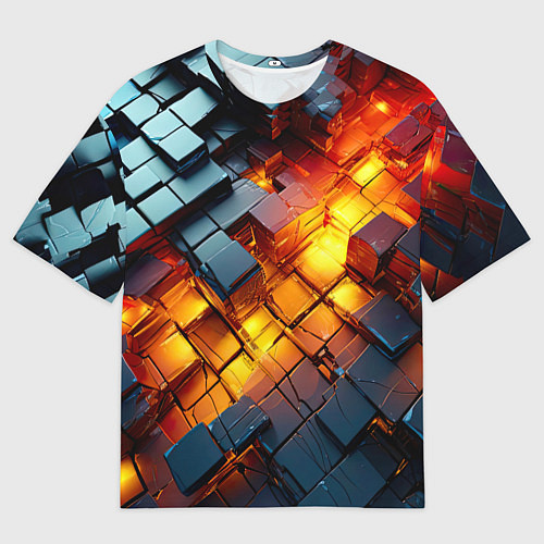 Мужская футболка оверсайз Трехмерные кубики с разрушением / 3D-принт – фото 1