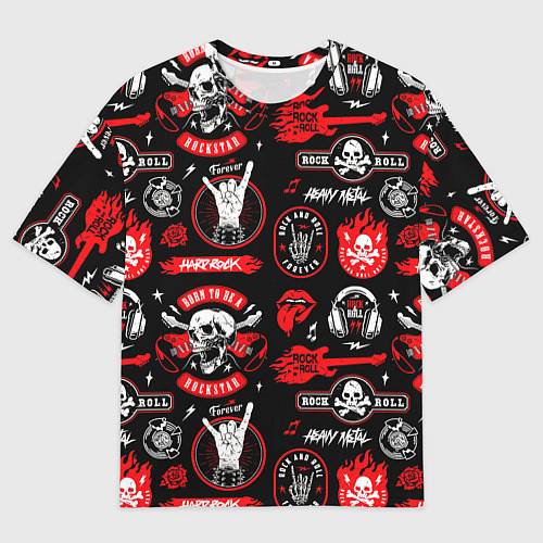 Мужская футболка оверсайз Рок звезда паттерн / 3D-принт – фото 1