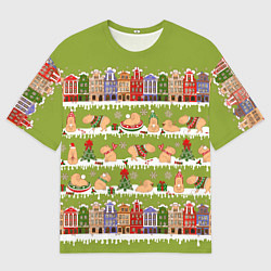 Футболка оверсайз мужская Много капибар семьей на Новый год и Рождество, цвет: 3D-принт