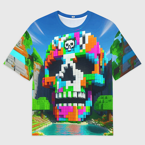 Мужская футболка оверсайз Minecraft landscape with skull - ai art fantasy / 3D-принт – фото 1