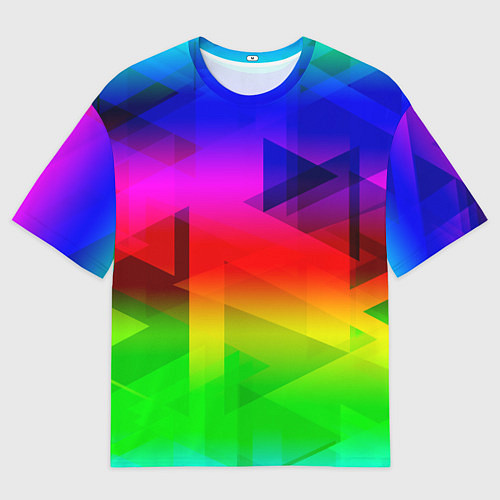 Мужская футболка оверсайз Неоновая геометрия градиент / 3D-принт – фото 1