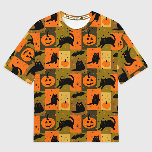 Мужская футболка оверсайз Хэллоуин мозаика / 3D-принт – фото 1