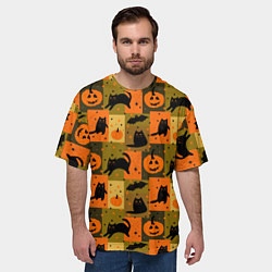 Футболка оверсайз мужская Хэллоуин мозаика, цвет: 3D-принт — фото 2
