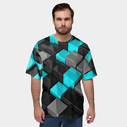 Футболка оверсайз мужская Абстрактные кубы, цвет: 3D-принт — фото 2