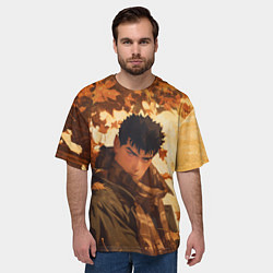 Футболка оверсайз мужская Гатс в клетчатом шарфе, цвет: 3D-принт — фото 2