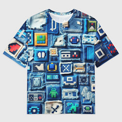Футболка оверсайз мужская Пэчворк с геймерскими знаками, цвет: 3D-принт