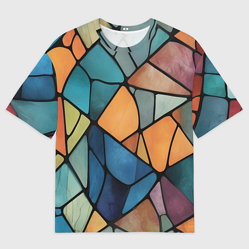 Мужская футболка оверсайз Мозаика цветное стекло / 3D-принт – фото 1