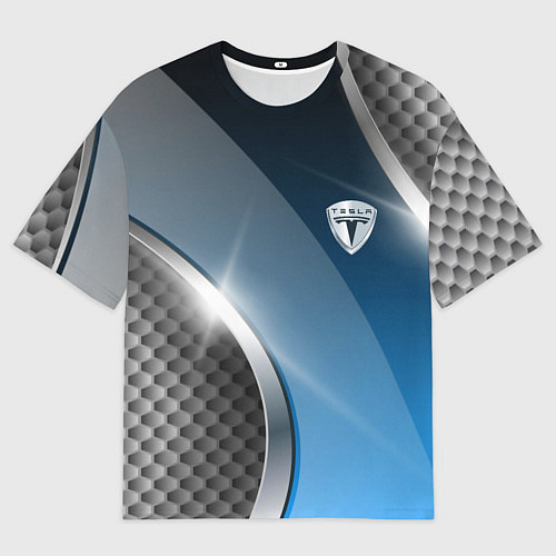 Мужская футболка оверсайз Tesla carbon steel / 3D-принт – фото 1