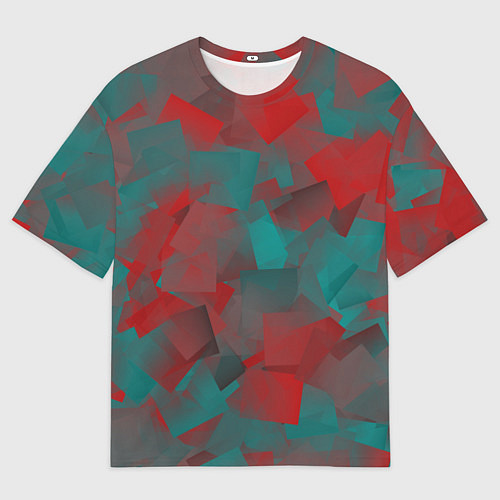 Мужская футболка оверсайз Зелено-красный калейдоскоп / 3D-принт – фото 1