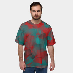 Футболка оверсайз мужская Зелено-красный калейдоскоп, цвет: 3D-принт — фото 2
