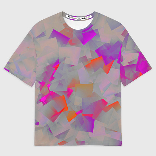Мужская футболка оверсайз Розово-фиолетовые осколки / 3D-принт – фото 1