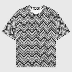 Футболка оверсайз мужская Серо белый геометрический узор зигзаг, цвет: 3D-принт