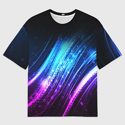 Футболка оверсайз мужская Неоновые звёзды текстура, цвет: 3D-принт