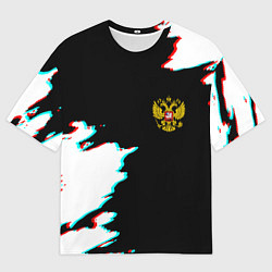 Футболка оверсайз мужская Герб глитч краски, цвет: 3D-принт