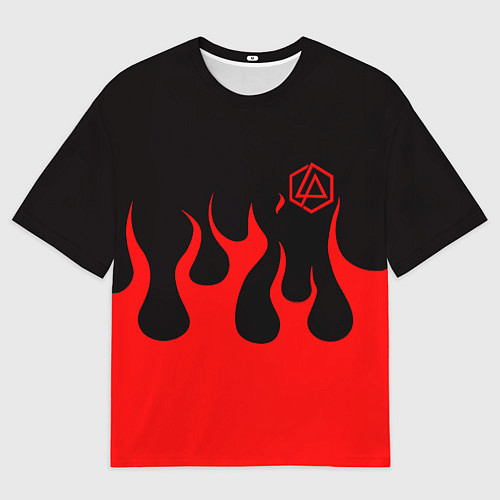 Мужская футболка оверсайз Linkin park logo fire / 3D-принт – фото 1