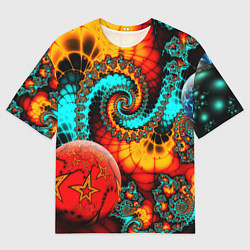 Футболка оверсайз мужская Фрактальный узор из фигур, цвет: 3D-принт