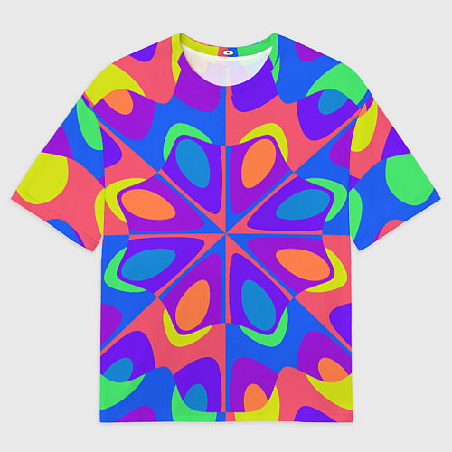 Мужская футболка оверсайз Оптический узор красочная мозаика / 3D-принт – фото 1
